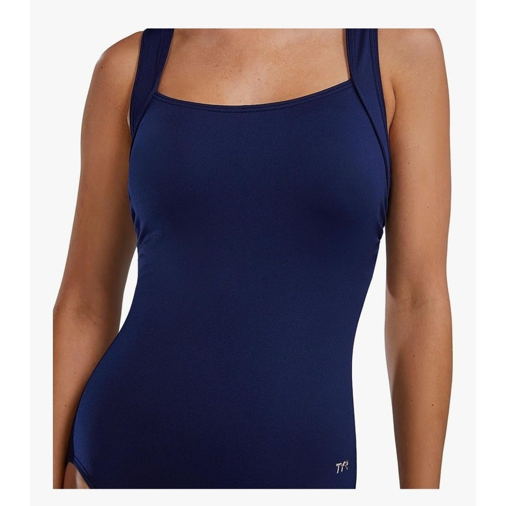 NWT TYR Women's Durafast Elite Controlfit Square Neck Swimsuit Dark Navy Size 10